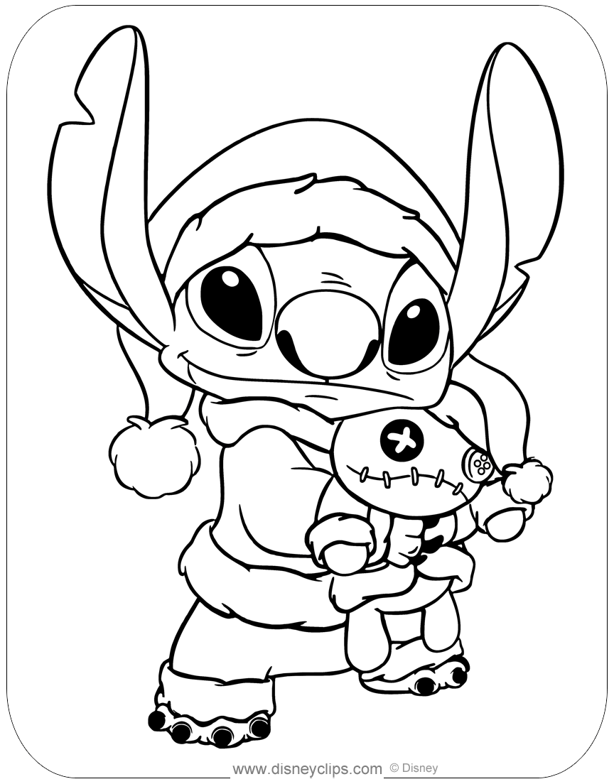 Disney stitch christmas coloring pages