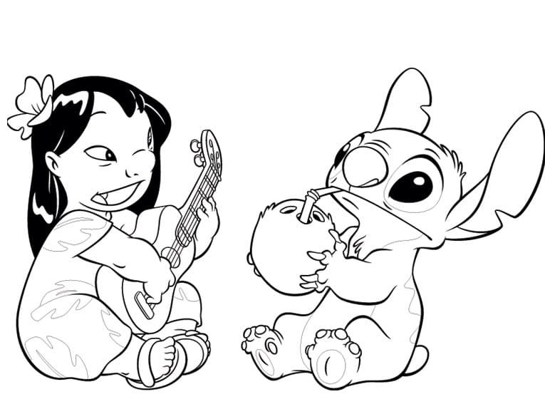 Cute lilo and stitch coloring page