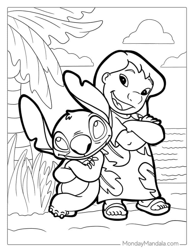 Lilo stitch coloring pages free pdf printables