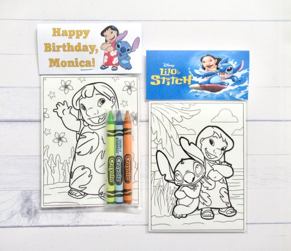 Inspired lilo and stitch mini coloring pages and crayons bag child lilo and stitch party favors lilo and stitch themed party