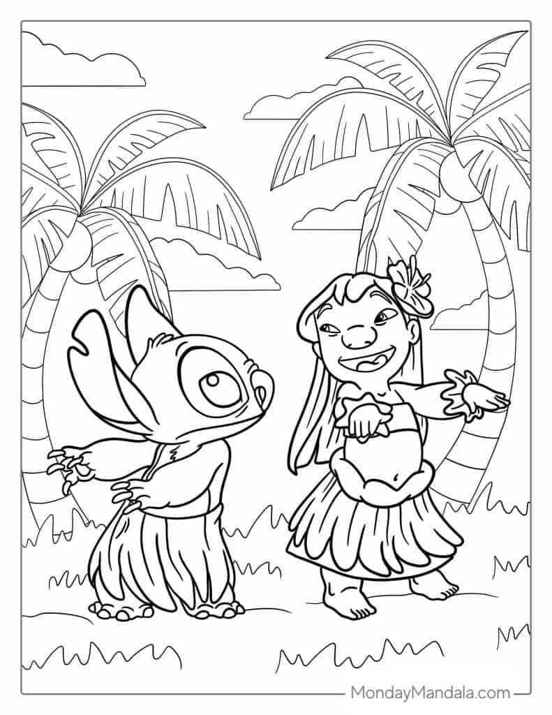 Lilo stitch coloring pages free pdf printables