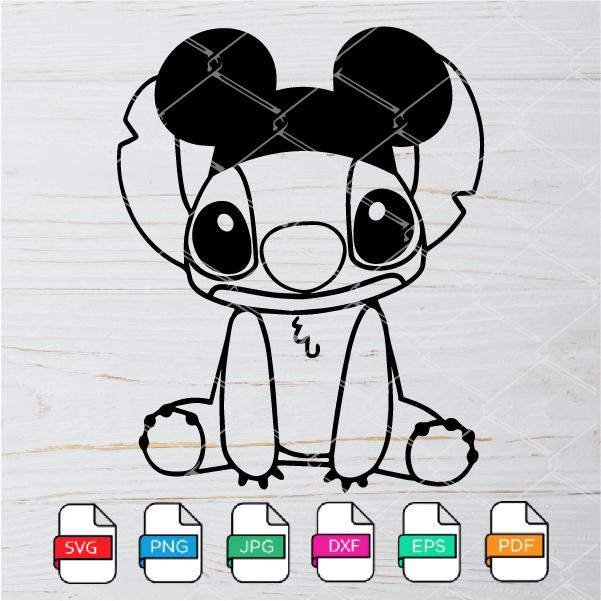 Stitch with mickey ears svg