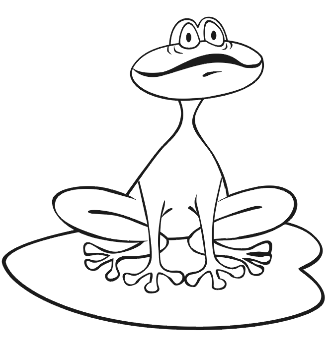 Frog coloring page goofy frog on a lily pad