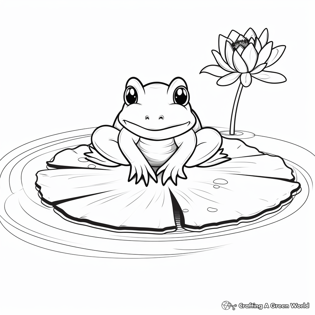 Frog on lily pad coloring pages