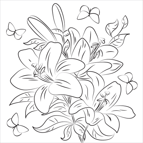 Lilies coloring page free printable coloring pages