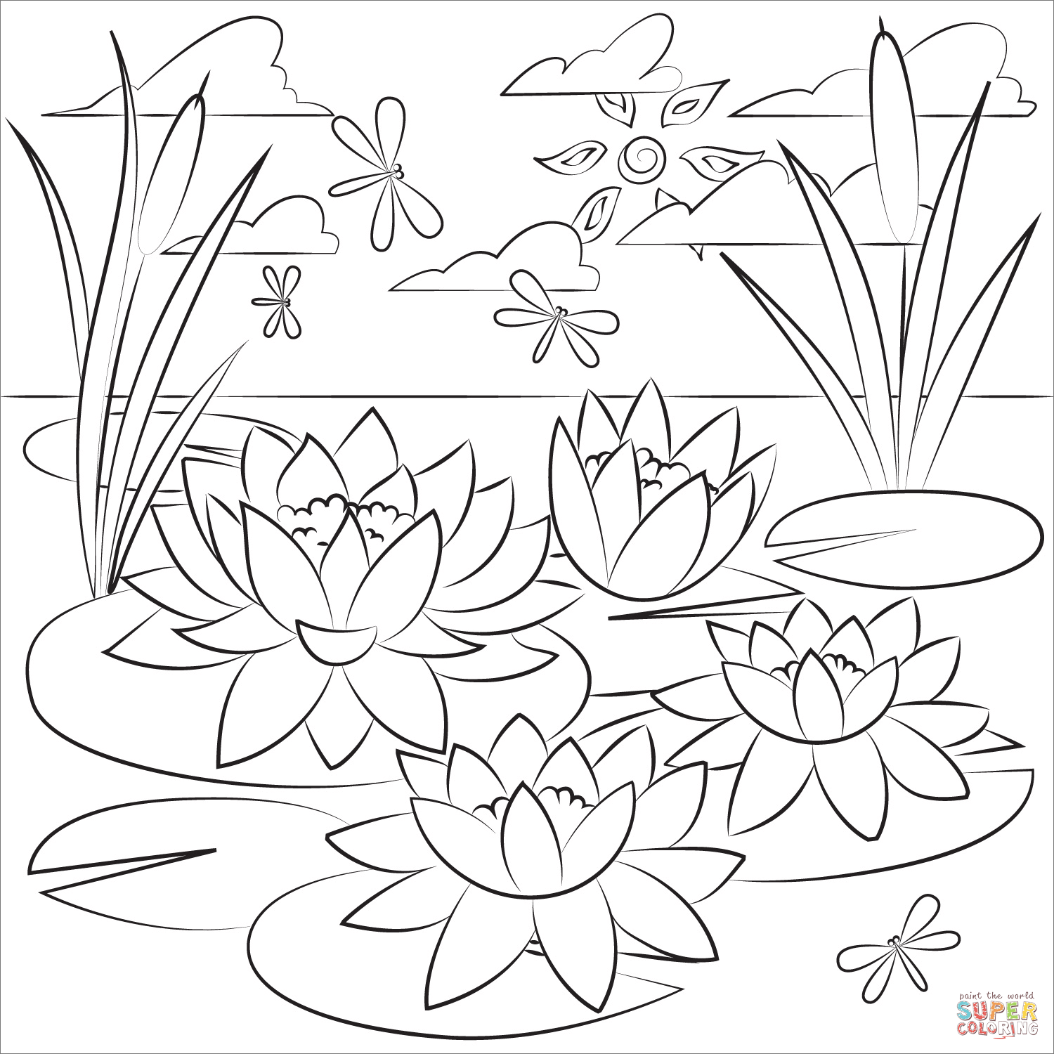 Lily pad coloring page free printable coloring pages