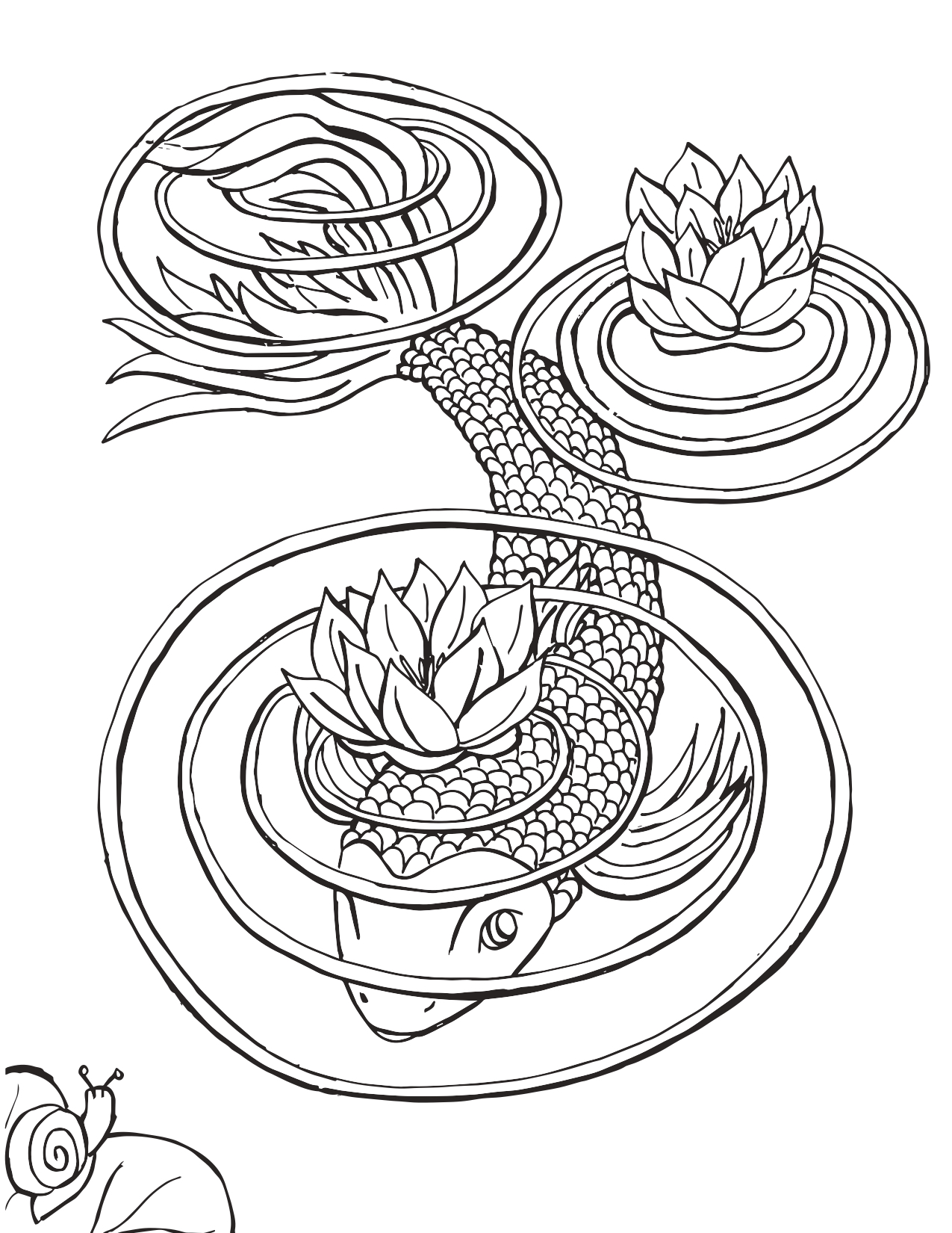 Koi fish with lily pad coloring page â mermaid coloring pages