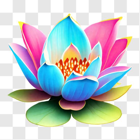 Download beautiful blue lotus flower on lily pad png online