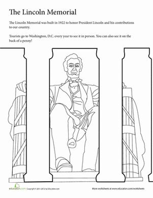 Summer vacation coloring the lincoln memorial worksheet education lincoln memorial lincoln memorial craft education