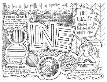 Art elements line coloring page notes line art lesson formal elements of art art worksheets