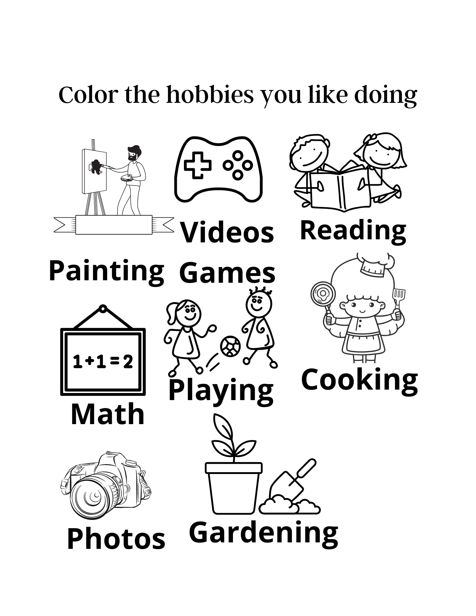 Color the hobbies made by teachers