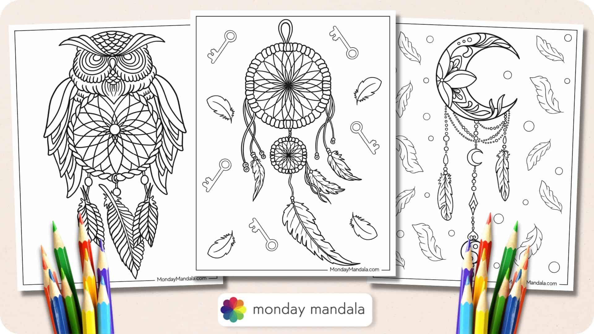 Dreamcatcher coloring pages free pdf printables