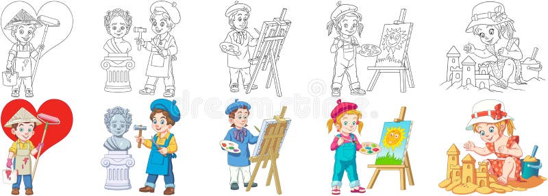 Coloring pages for kids cute children stock vector