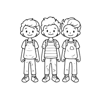 Premium vector sketch hand drawn single line art coloring page kids day