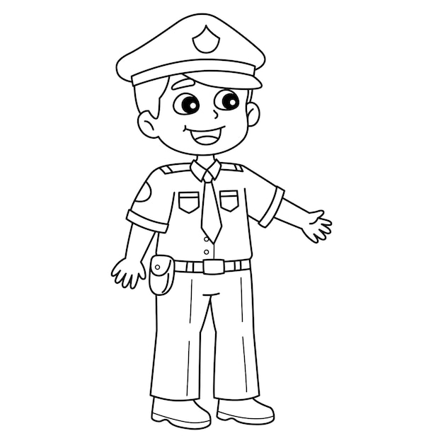 Premium vector policeman isolated coloring page for kids