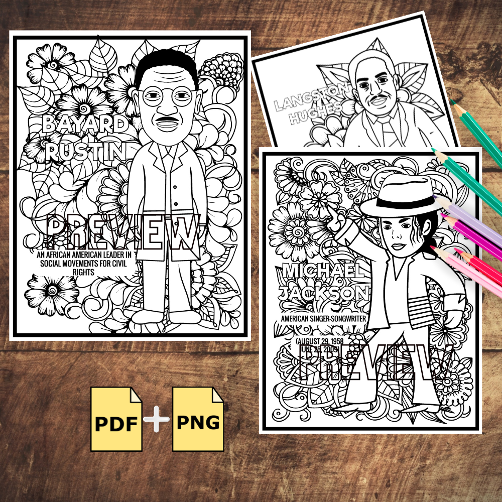 Black history month influential black male leaders mindfulness coloring pages made by teachers