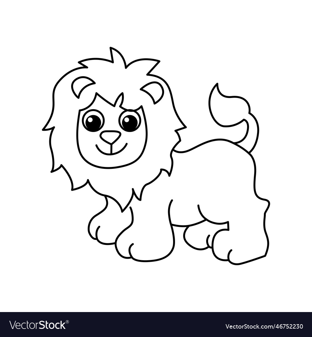 Lion cartoon coloring page for kids royalty free vector