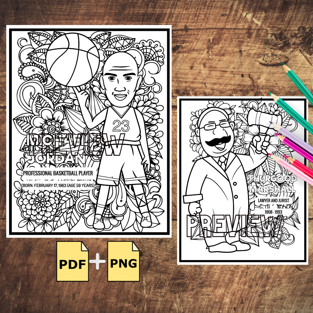 Black history month influential black male leaders mindfulness coloring pages made by teachers