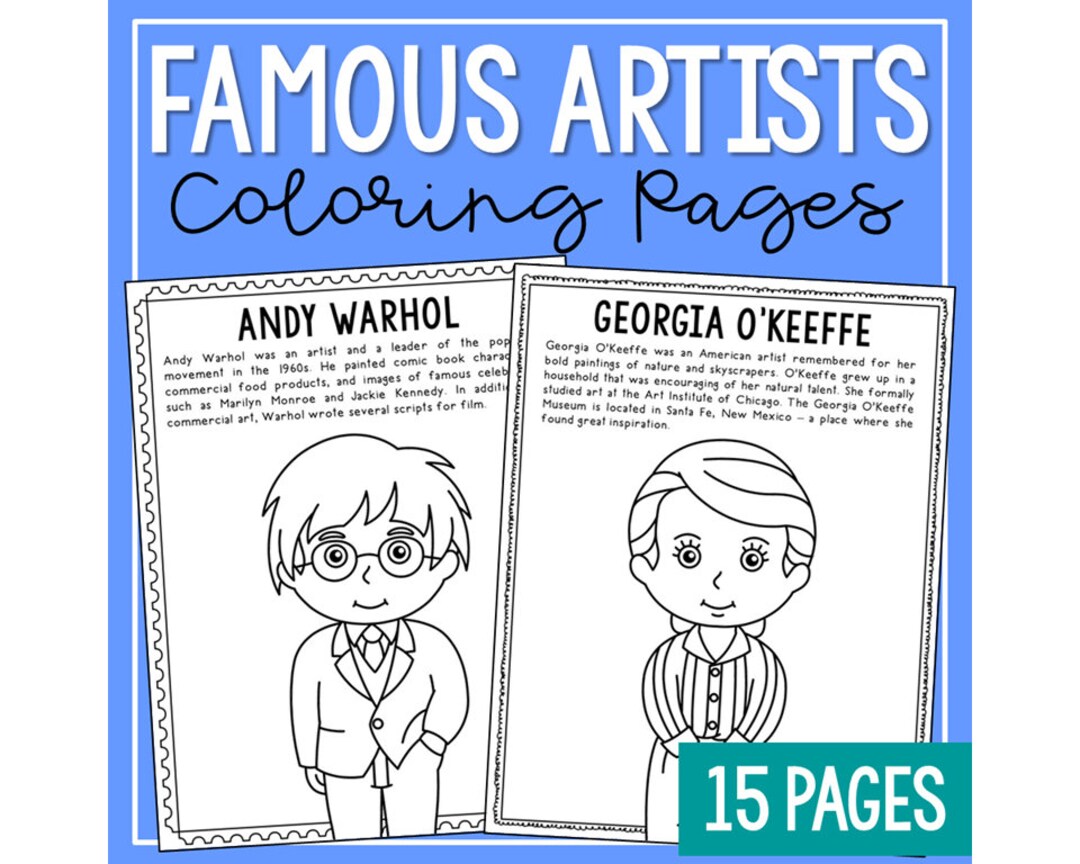 Famous artists coloring page and posters art classroom bulletin board decor art history theory lesson activity unit study craft