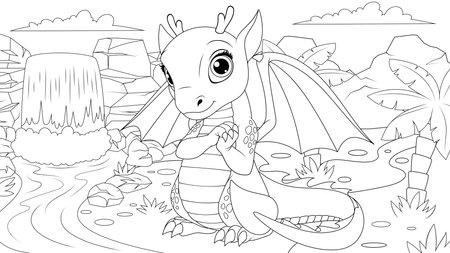 Dragon coloring page cliparts stock vector and royalty free dragon coloring page illustrations