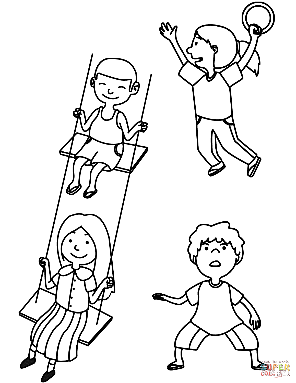 Children on the playground coloring page free printable coloring pages