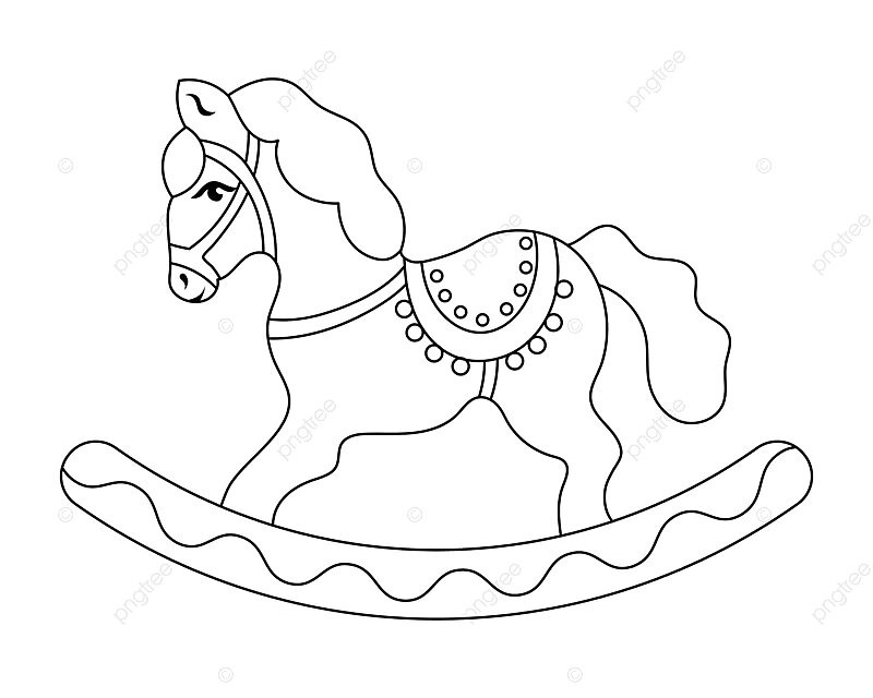 Sketch of a rocking horse a cldrens toy for coloring book outline drawing vector coloring book activity vector png and vector with transparent background for free download