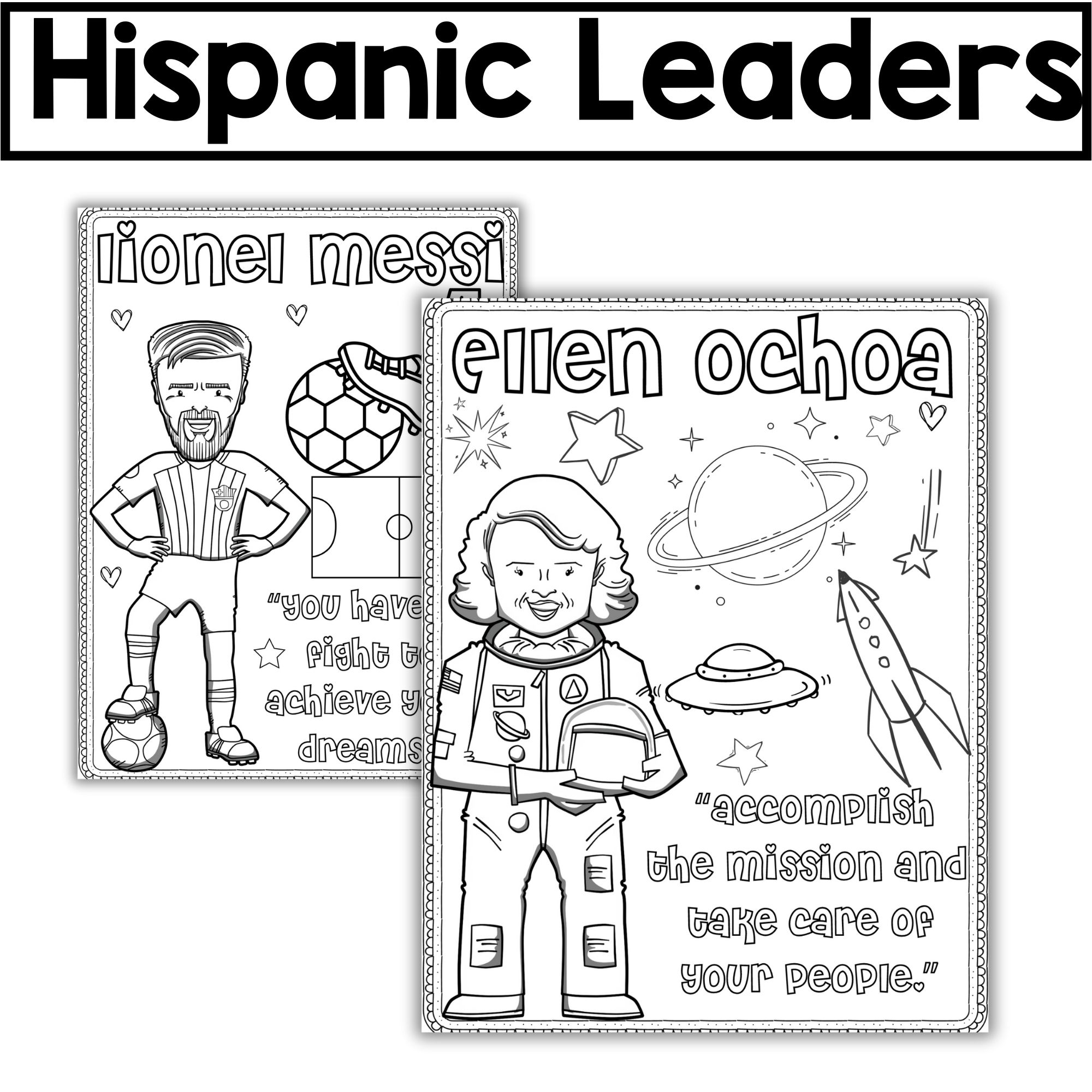 Hispanic heritage month leaders coloring pages quotes coloring sheets made by teachers