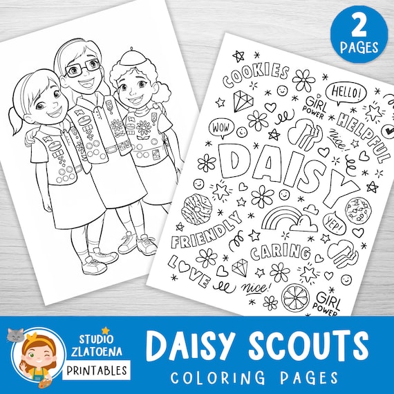 Daisy girl scouts coloring pages girl scout coloring book scout coloring pages girl scout leader fun printables girl scout activity instant download