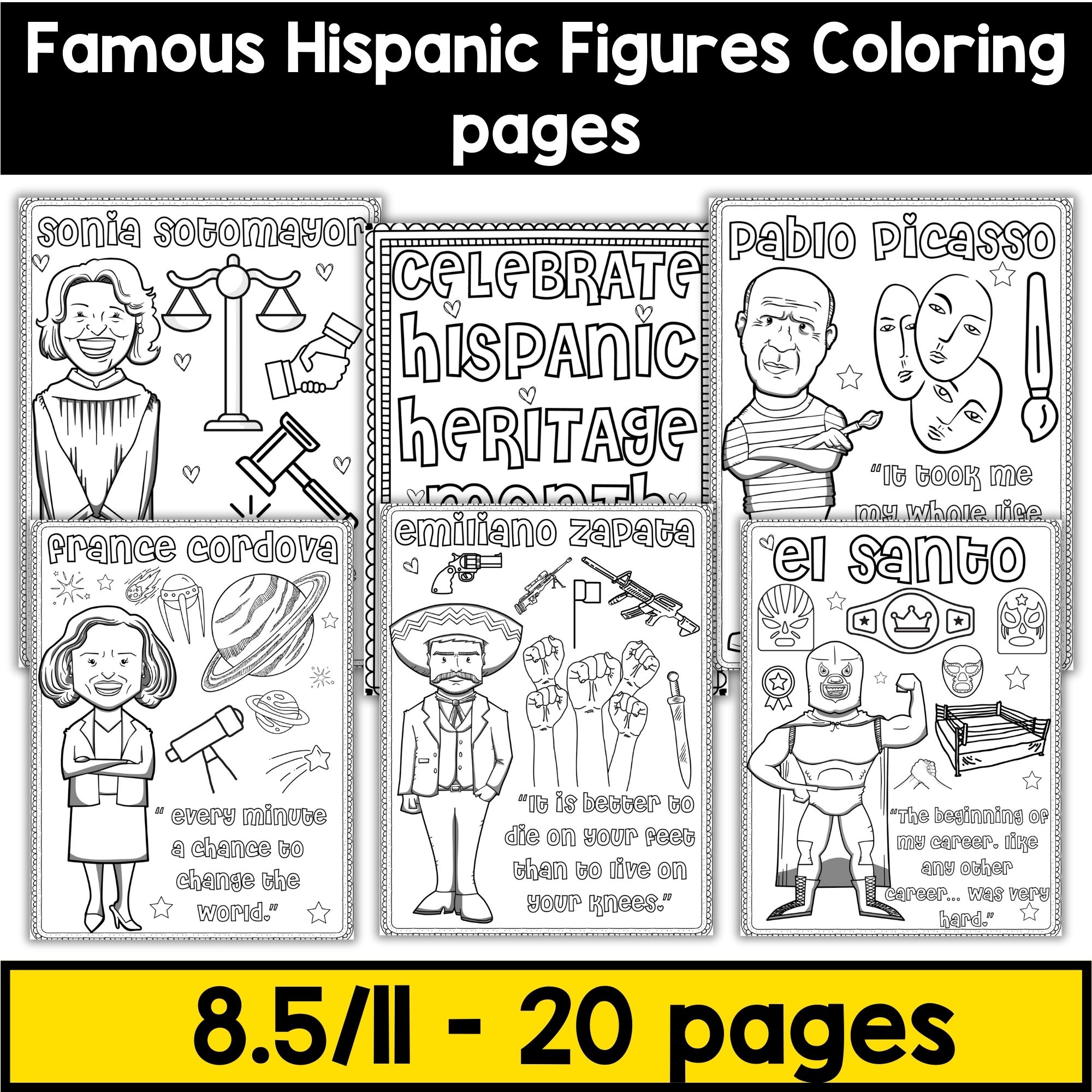 Hispanic heritage month leaders coloring pages quotes coloring sheets made by teachers