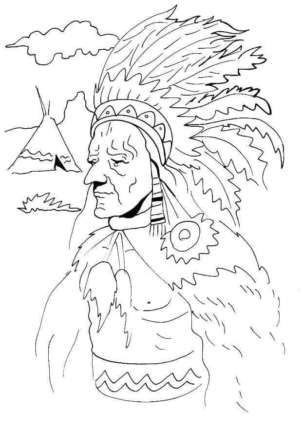 Wise indian leader coloring page