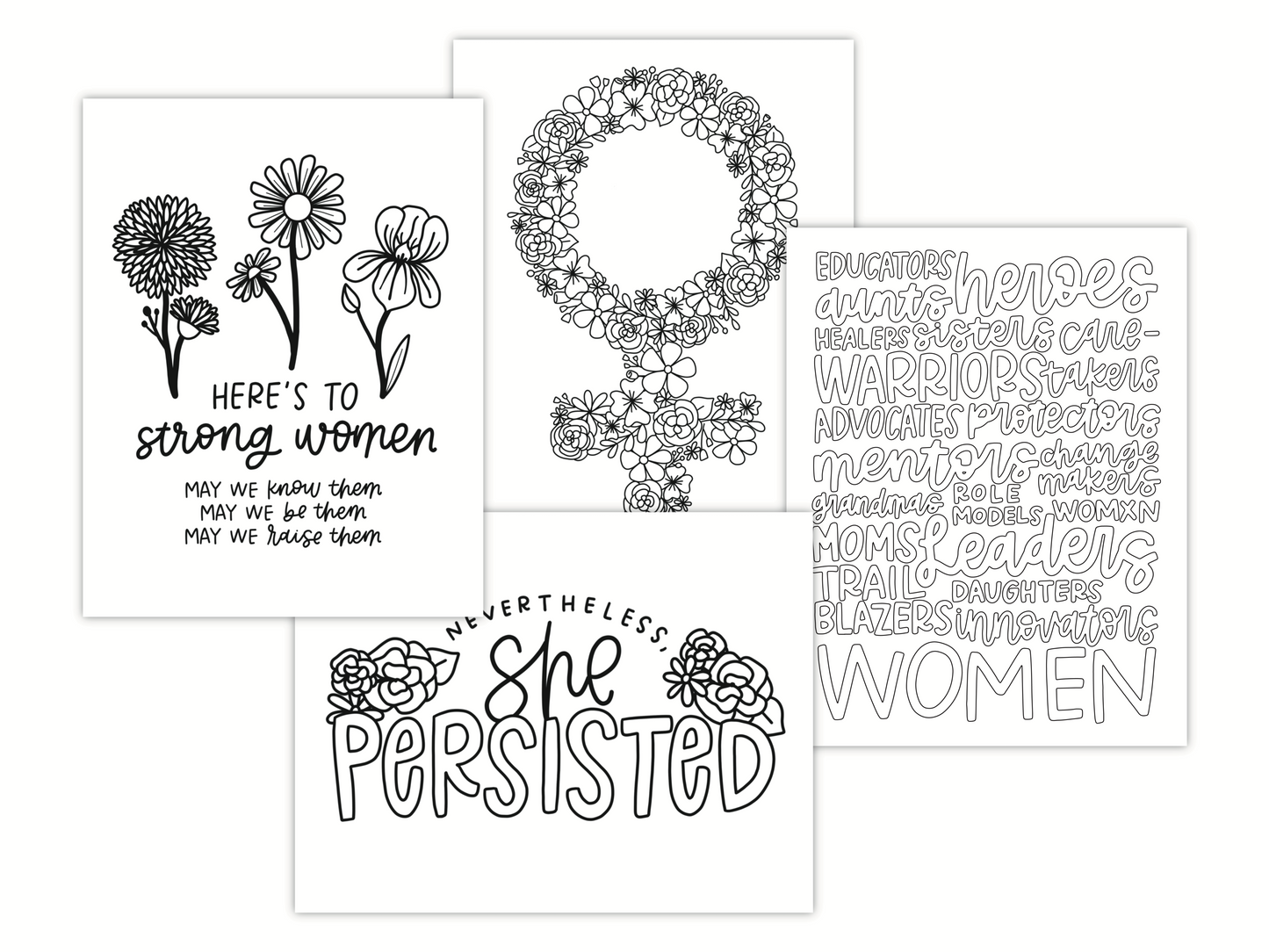 Womens empowerment coloring sheets for kids and adults â