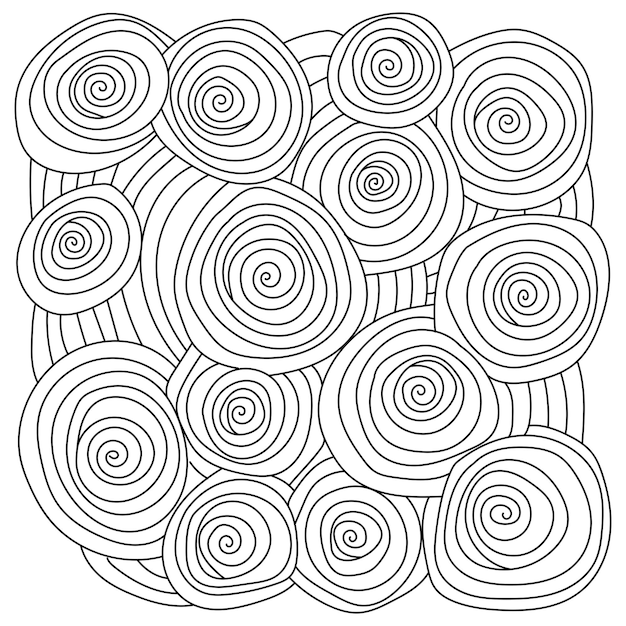 Premium vector meditative coloring page with spirals and circles fantasy patterns from simple lines