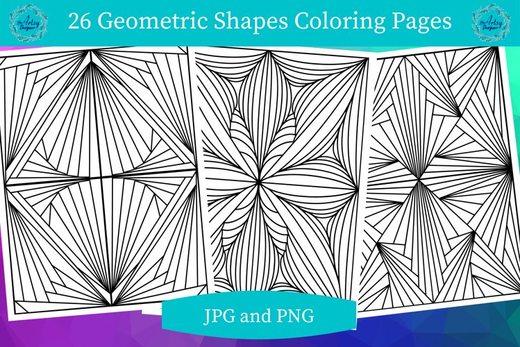 Geometric lines shapes printable coloring colour pages