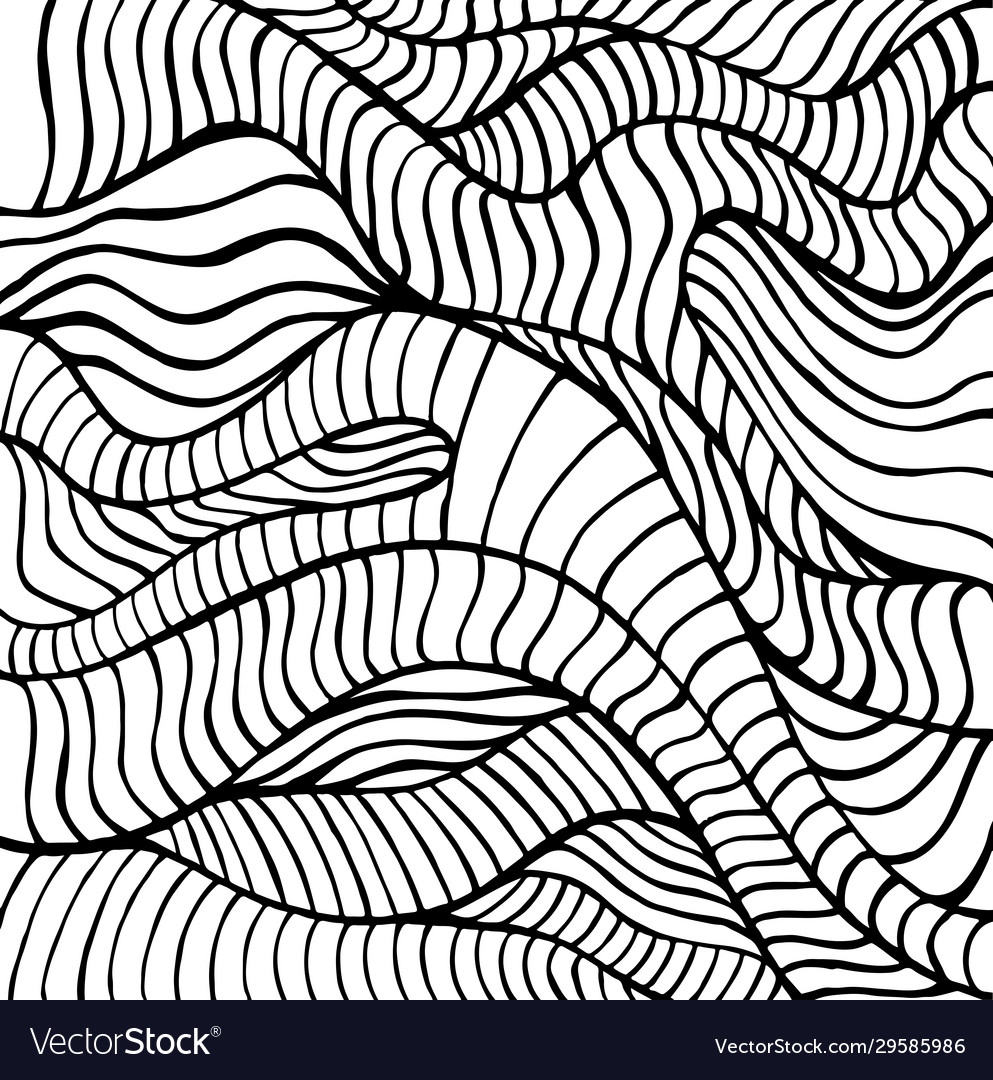 Doodle waves coloring page abstract black vector image