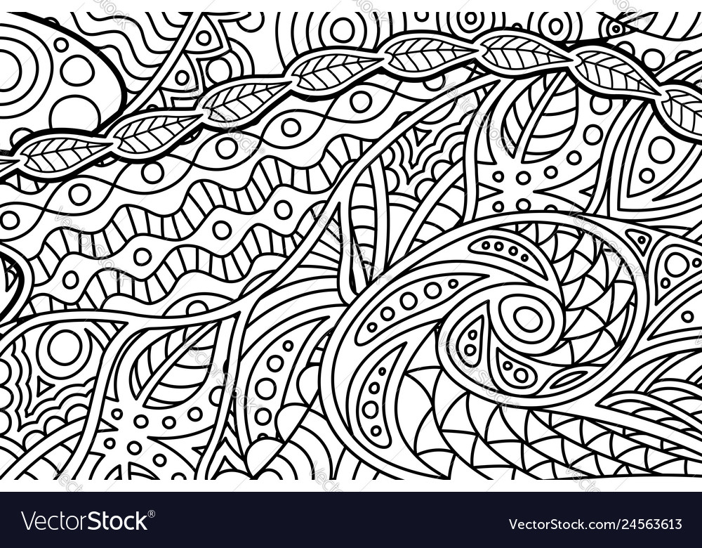 Coloring book page with monochrome wavy line art vector image