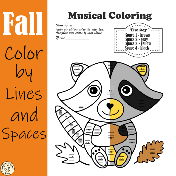 Musical coloring pages for fall lines and spaces with answers