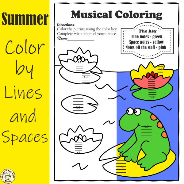 Musical coloring pages for summer color by lines and spaces with anâ