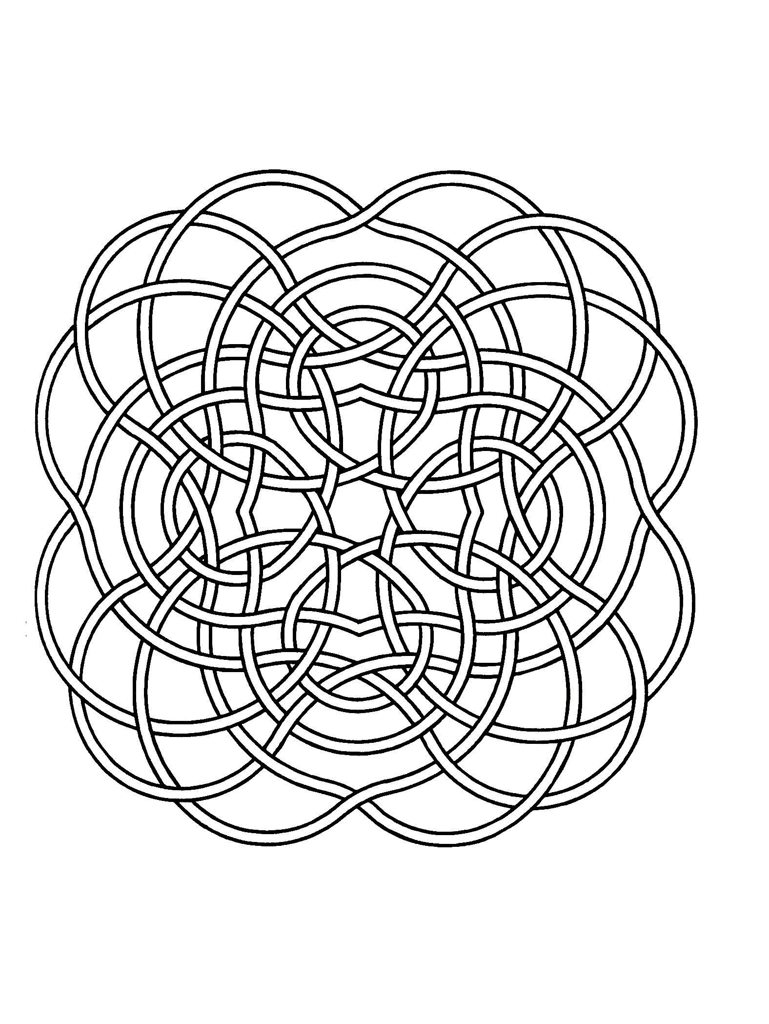 Mandala coloring page with fine ribbons