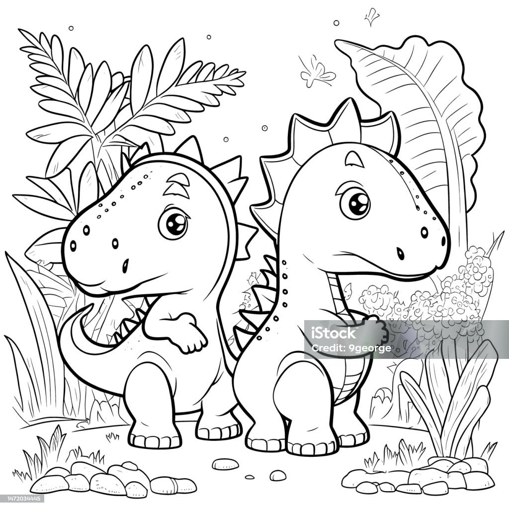 Black and white coloring pages for kids simple lines cartoon style happy cute funny many things in the world stock illustration