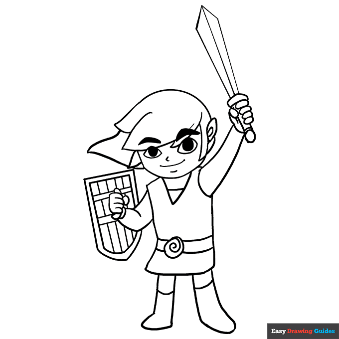 Link from zelda games coloring page easy drawing guides
