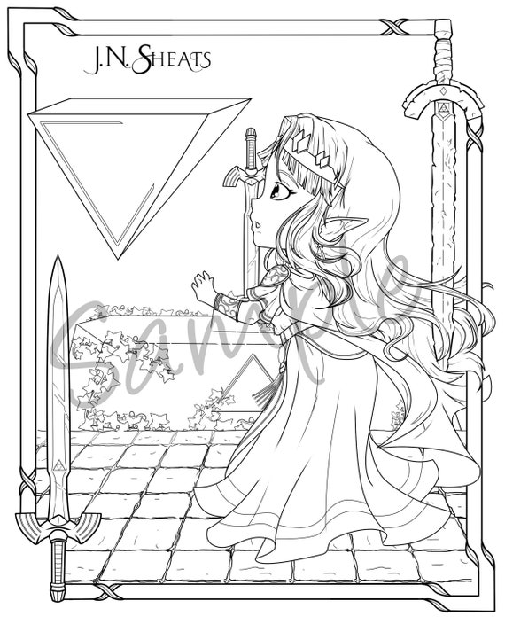 Princess zelda a link to the past coloring page downloads for instant download