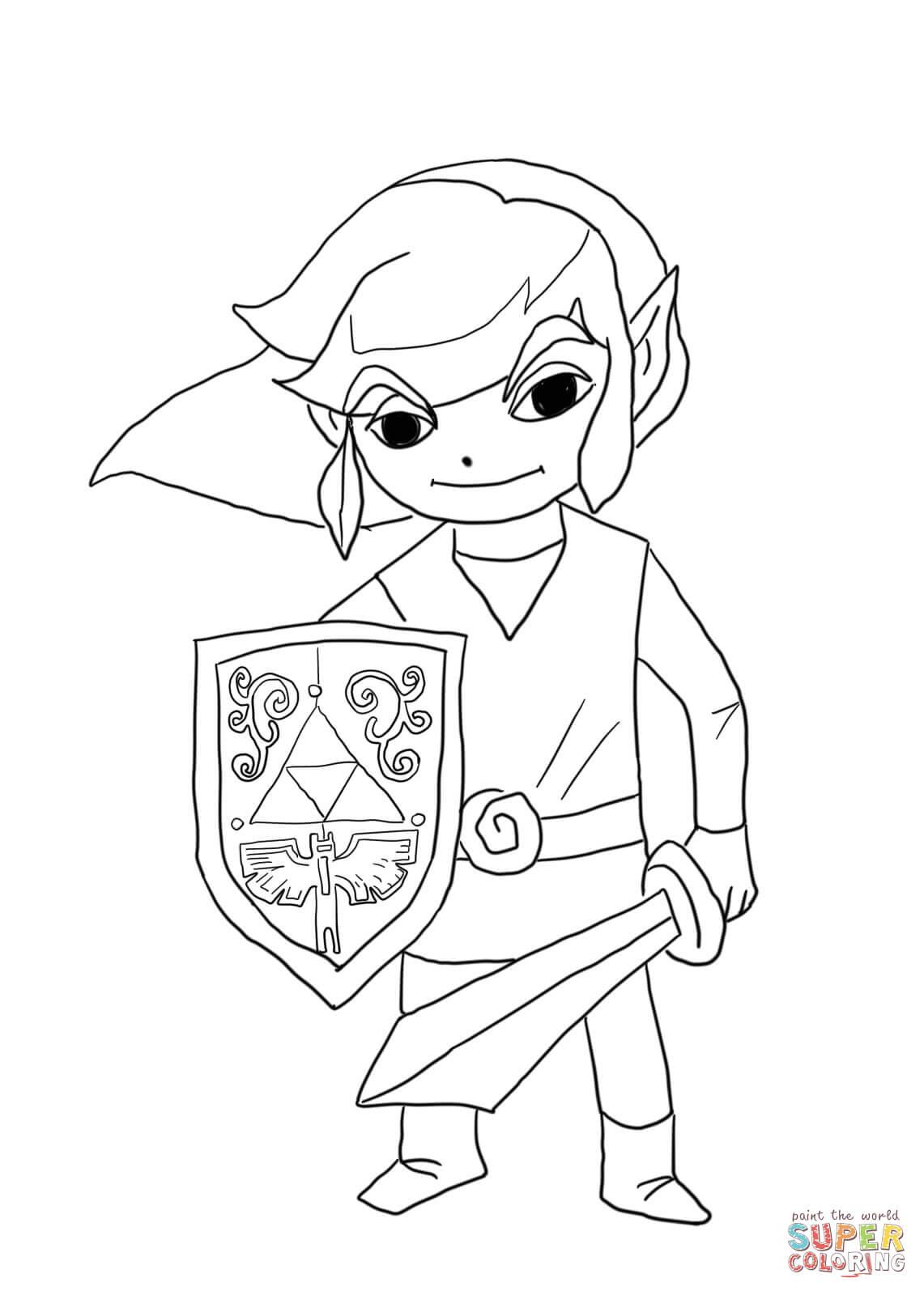 Toon link from legend of zelda wind waker coloring page free printable coloring pages
