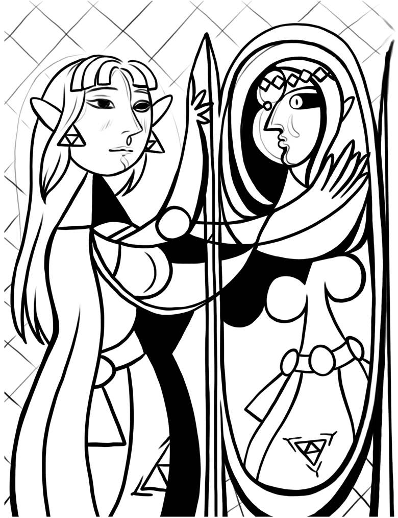 Coloring page zelda before a mirror master study