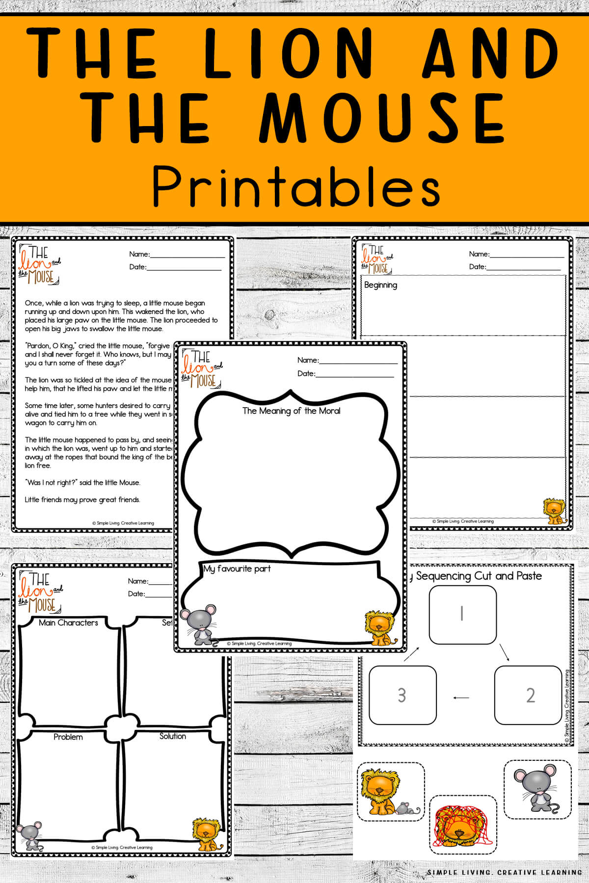 Aesops fables printables the lion and the mouse