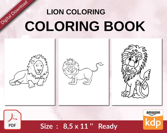 Cute lion coloring book for kids x printable pdf file kids cute coloring pages for boys and girls ages