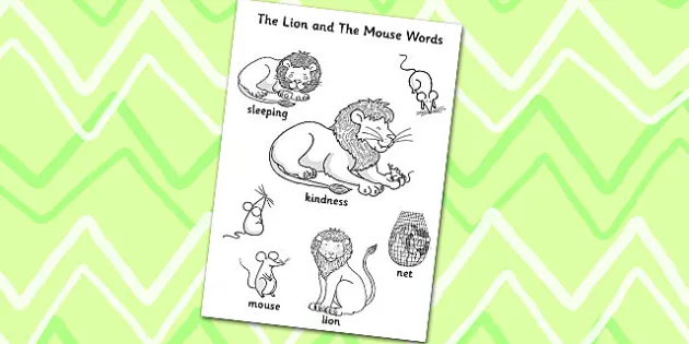 The lion and the mouse words coloring sheet teacher