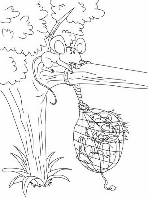 Kids page lion and the mouse story coloring pages