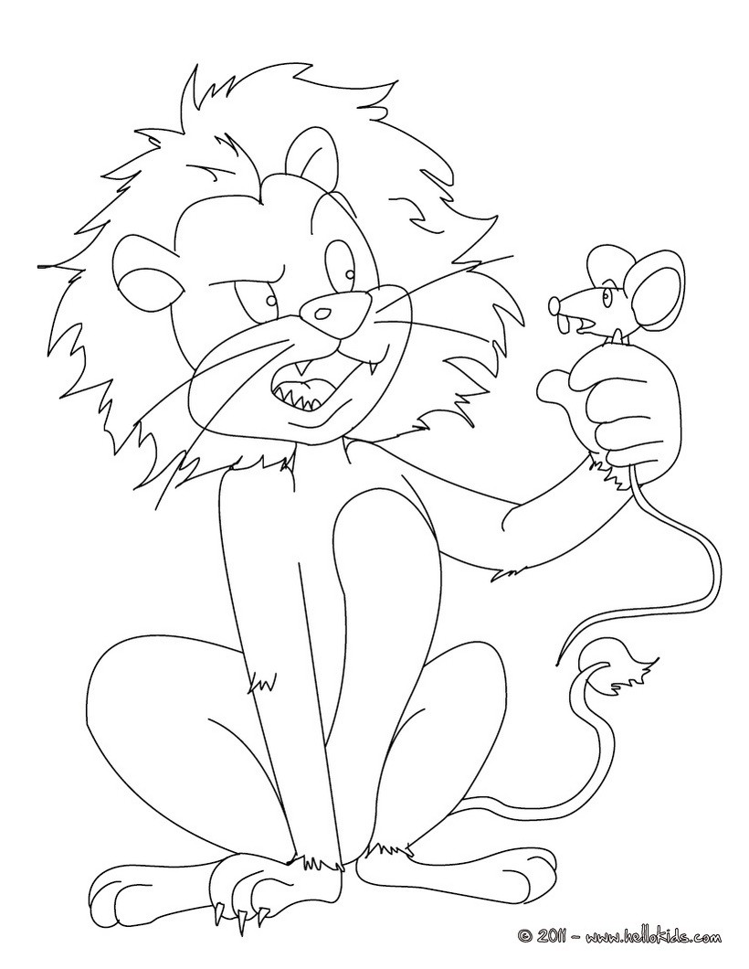 The lion and the mouse coloring pages