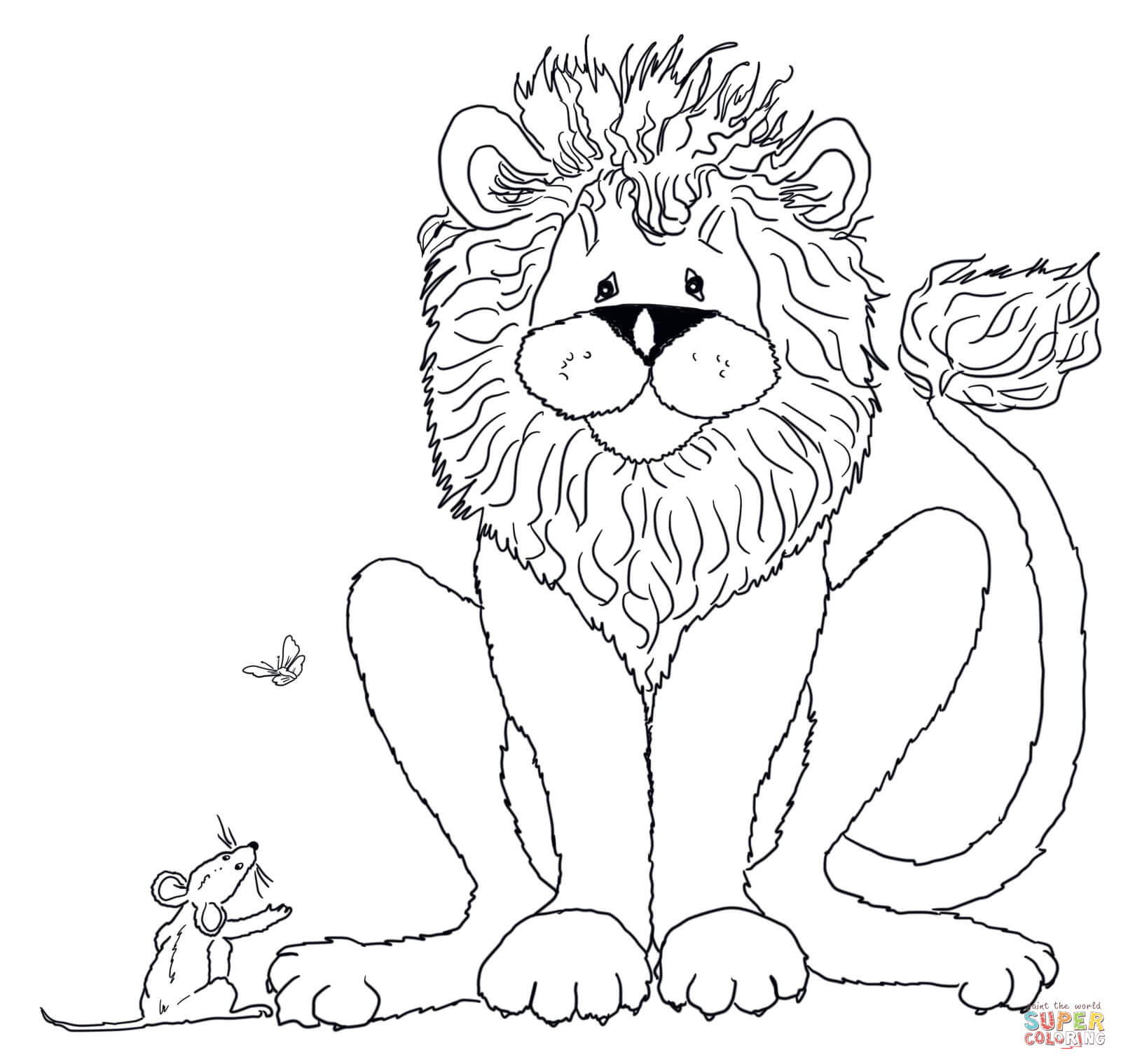 The mouse speaks to the lion coloring page free printable coloring pages