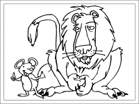 The lion and the mouse coloring pages and printable activities